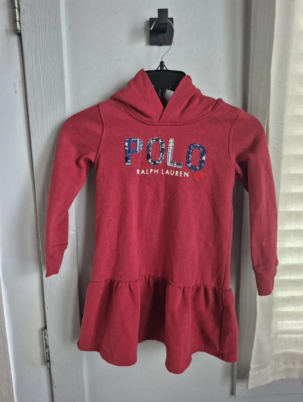 Polo by Ralph Lauren Red Hooded Sweatshirt Dress with Logo